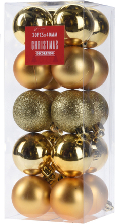 20x Kleine gouden kunststof kerstballen 4 cm glitter/mat/glans