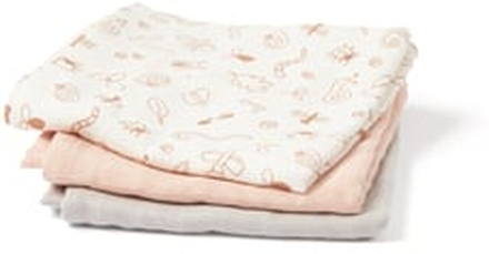 Kids Concept ® Muslin-tæpper sæt med 3 lyserøde