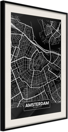 Inramad Poster / Tavla - City Map: Amsterdam