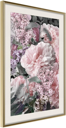 Inramad Poster / Tavla - Floral Life - 40x60 Guldram med passepartout