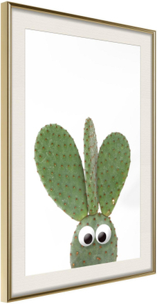 Inramad Poster / Tavla - Funny Cactus III - 30x45 Guldram med passepartout
