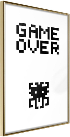 Inramad Poster / Tavla - Game Over - 40x60 Guldram
