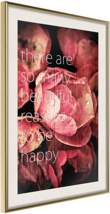 Inramad Poster / Tavla - Many Reasons to Be Happy - 40x60 Guldram med passepartout