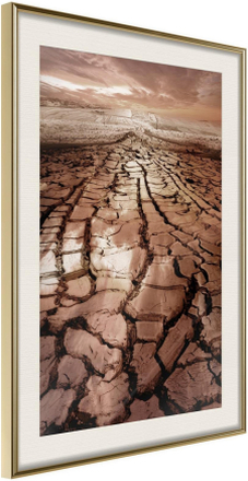 Inramad Poster / Tavla - Prayer for Rain - 40x60 Guldram med passepartout