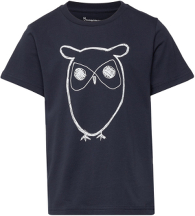 Big Owl T-Shirt - Gots/Vegan T-shirts Short-sleeved Svart Knowledge Cotton Apparel*Betinget Tilbud