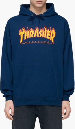 Thrasher - Flame Hood - Blå - XL
