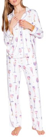 PJ Salvage Wine And Cocktail Glasses Pyjama Hvit polyester X-Large Dame