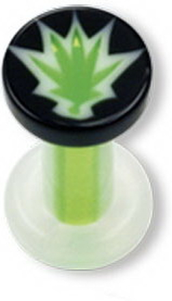 Green Weed - Vit & Svart Piercing Plugg