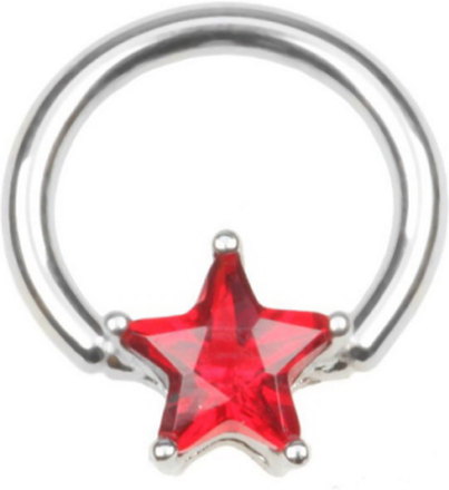 BCR Piercing med Stjärnformad Röd Sten