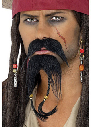 Caribian pirate-set med skägg och mustasch Lösskägg