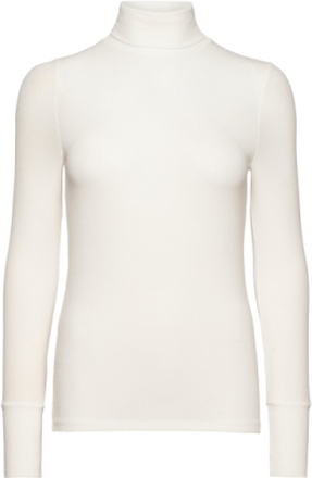 Nubowie Rollneck Rib T-shirts & Tops Long-sleeved Hvit Nümph*Betinget Tilbud
