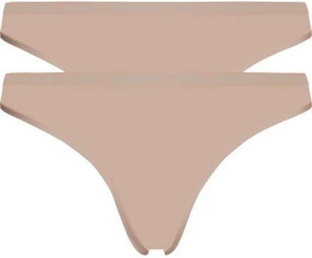 Calvin Klein Truser 2P One Cotton Stretch Thong Beige bomull Large Dame