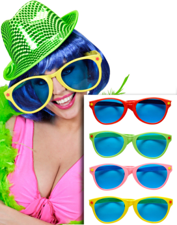 Gigantiske Partyglasögon med Blått Glas – Välj Färg!