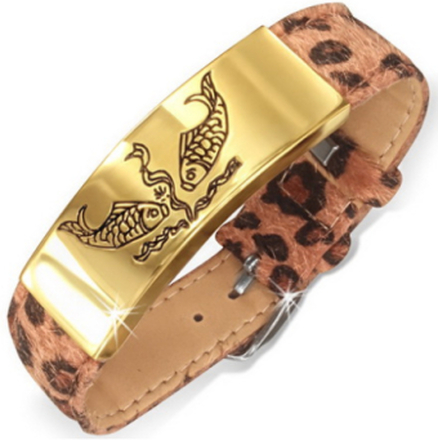 Leopardmönstrat Armband med Guldfärgat Smycke
