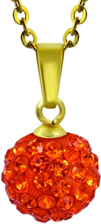 Guldfärgat Smycke med Orange Kula och Glittrande Stenar