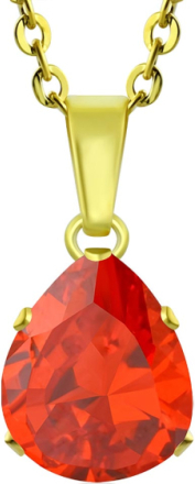 Guldfärgat Smycke med Droppformad Röd Sten