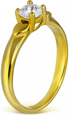 Passion - Gullfarget Ring i Kirurgisk Stål med CZ Sten - Strl 60 x 19,10 mm