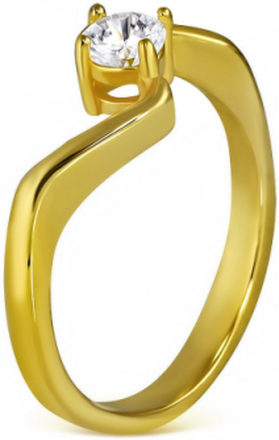 Perfect Moment - Gullfarget Ring i Kirurgisk Stål med CZ Sten - Strl 60 x 19,10 mm