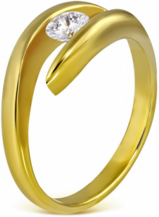 Elegance - Gullfarget Ring i Kirurgisk Stål med CZ Sten - Strl 61 x 19,40 mm