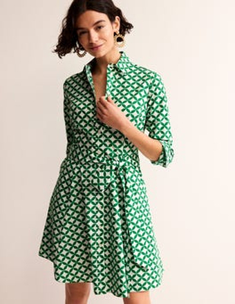 Amy Kurzes Hemdblusenkleid aus Baumwolle Damen Boden, Grün, Diamond Terrace