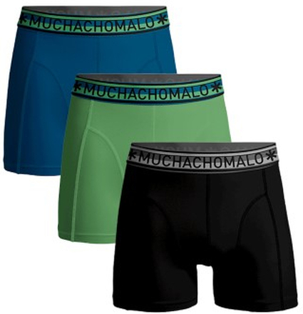 Muchachomalo 3P Cotton Stretch Solid Color Boxer Blå/Grønn bomull Medium Herre