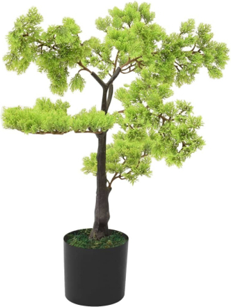 Kunstigt cypress-bonsaitræ med potte 60 cm grøn