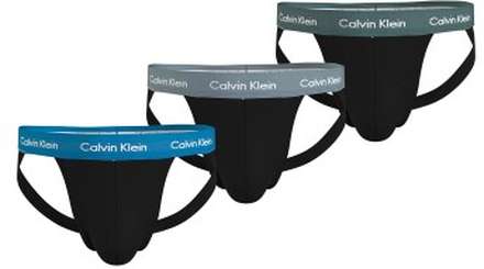 Calvin Klein 3P Cotton Stretch Jock Strap Sort/Blå bomuld Medium Herre