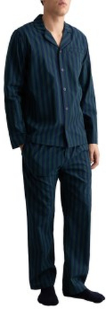 Gant Woven Cotton Stripe Pajama Set Blå/Grøn bomuld X-Large Herre