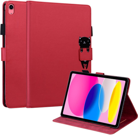 iPad 10.9" ( 2022) Læder Cover m. Dyremotiv - Rød