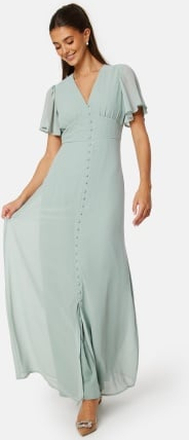 Bubbleroom Occasion Butterfly Sleeve Button Gown Dusty green 44