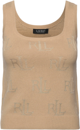 Logo Jacquard Sweater Tank Top Vests Knitted Vests Beige Lauren Ralph Lauren