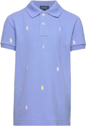 Polo Pony Cotton Mesh Polo Shirt Tops T-shirts Polo Shirts Short-sleeved Polo Shirts Blue Ralph Lauren Kids