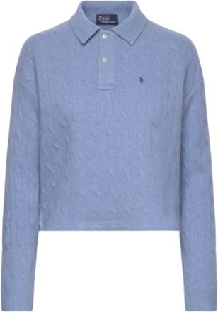 Cable Wool-Cashmere Polo Shirt Tops T-shirts & Tops Polos Blue Polo Ralph Lauren