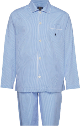 Gingham Poplin Long Sleep Set Pyjamas Nattøj Blue Polo Ralph Lauren Underwear