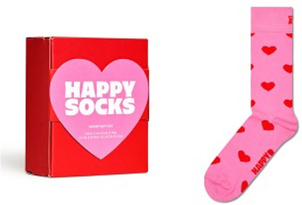 Happy socks Strømper Heart Sock Gift Box Rosa bomull Str 36/40