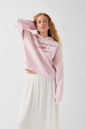 Gina Tricot - Printed hoodie - Collegegensere - Pink - S - Female