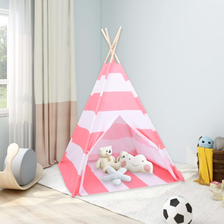 vidaXL Tipi-telt for barn med pose ferskenhud striper 120x120x150 cm
