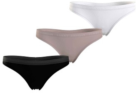 Tommy Hilfiger Trusser 3P Everyday Luxe Thong Sort/Hvid 4XL Dame