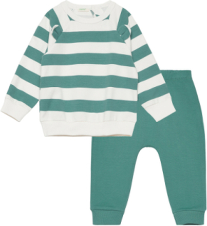 Set Sweater+Trousers Sets Sets With Long-sleeved T-shirt Green United Colors Of Benetton