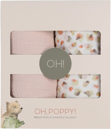 Oh Poppy! Holly Muslinfilt 2-pack (Fresh Vanilla /Powder Pink)