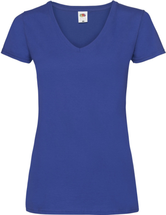 Basic V-hals katoenen t-shirt kobalt blauw voor dames