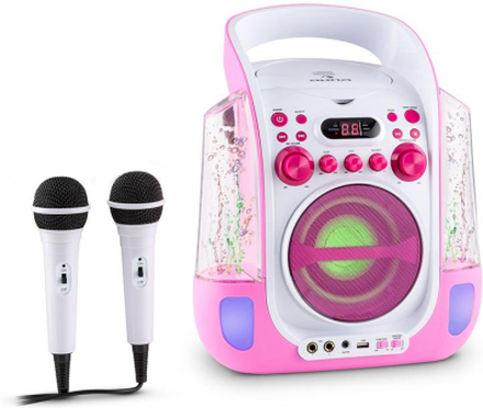 Kara Liquida karaokeanläggning CD USB MP3 vattenstråle LED 2x mikrofon portabel