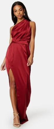 Elle Zeitoune Wenona Satin One Shoulder Dress Wine XL