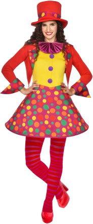 Färgglad Clown Klänning Maskeraddräkt - Medium/Large