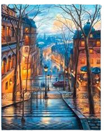 Målning med siffror Alex Bog Stairs Down of Montmatre Paris 40 x 50 cm