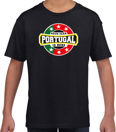 Have fear Portugal is here / Portugal supporter t-shirt zwart voor kids