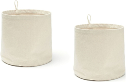 Storage Textile Cylinder 2Pcs Off White Home Kids Decor Storage Storage Baskets Creme Kid's Concept*Betinget Tilbud