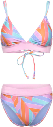 Womens Printed Banded Triangle 2 Piece Sport Bikinis Bikini Sets Pink Speedo