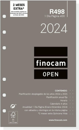 Påfyllning av agenda Finocam Open R498 2024 Vit 9,1 x 15,2 cm