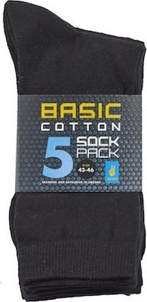 Seger Basic Cotton Sock 5-pack Black Hverdagssokker 35-38